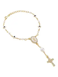 Car Rosary for Rearview Mirror, Evil Eye Pendant, Car Interior Rear View Mirror Charm, Auto Decors, Cross Personalized Hanging Accessory, Car Interior Decoration, Car Trinkets