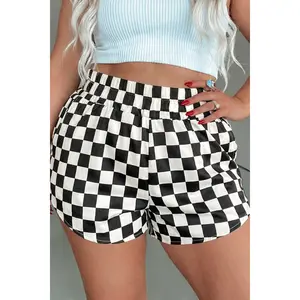 Black Plus Size Checkered Athleisure Shorts
