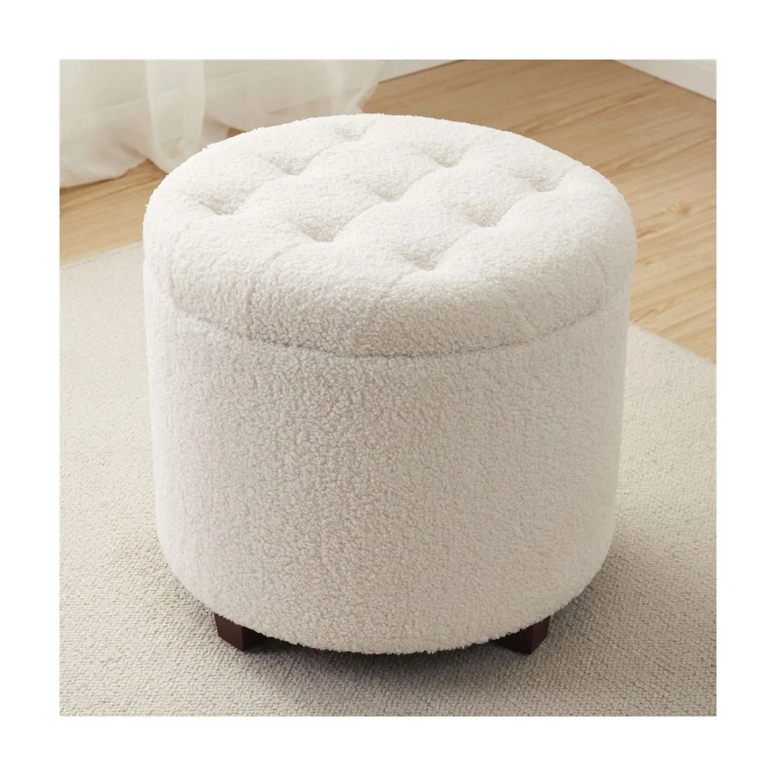 Ornavo Home Round Boucle Teddy Storage Ottoman Ornavo Home Round Boucle Teddy Storage Ottoman