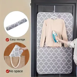 1pc portable heat-resistant ironing pad-foldable, non-slip and space-saving design, with hanging rings, suitable for travel and home use, durable polyester fabric