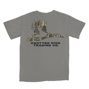 Bottomland Logo T-Shirt - Cotton Crewneck KPTC Logo Short Sleeve Grey Hunting Camoflauge