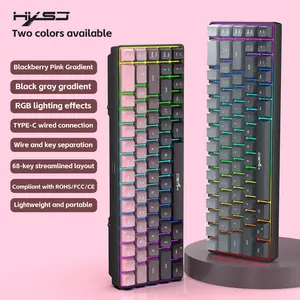 Hxsj-68 Key Wired Membrane Keyboard, Gradient Color, Gaming/office Mouse, Compatible with PC, Laptop, Game Console