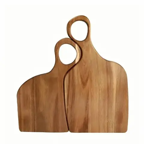 Chopping Board Set - 2-Piece Handmade Durable Rectangular Acacia Wood Cutting Boards with Handles, Essential Home Kitchen Accessories, Acacia Wood Chopping Boards