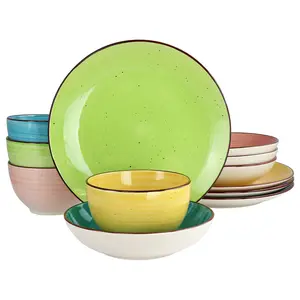 Elama Hudson 12 Piece Double Bowl Stoneware Din nerware Set