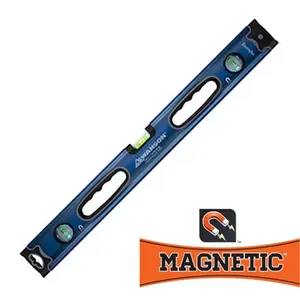 Swanson BLL48M Magnetic Lighted Box Beam Level - 48 in, Super Bright LEDs, Supershock End Cap, .00050/in Accuracy, 2.5" H x 1.125" W x 48" L Dimensions, 2.676 lbs Weight