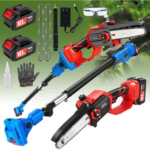 Cordless Pole &Mini  2-IN-1, Electric Pole  With Two , Auto Lubrication, 6" Brushless Electric , Adjustable ,15ft Reach Electrics Poles Saws for Tree Trimming
