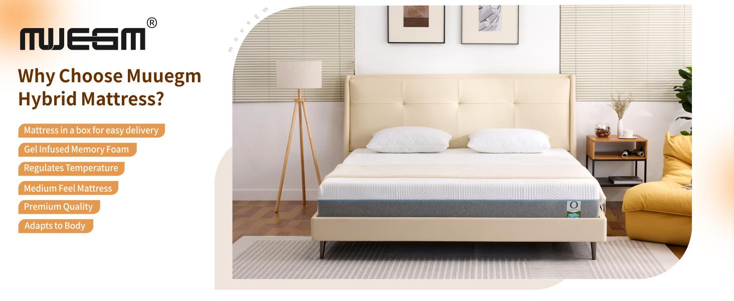 Mattress Gel Memory Foam Queen Size Mattresses in a Box for Back Pain Relief, Firm Foam Bed-Mattress for for Cool Sleep, CertiPUR-US Certified