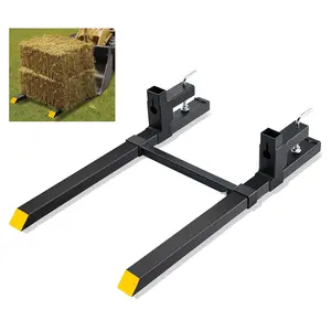 43/60" 2000/4000lbs Clamp on Pallet Forks Heavy Duty Tractor Forks with Adjustable Stabilizer Bar Tractor Bucket Forks for Tractor Attachments, Skid Steer, Loader Bucket