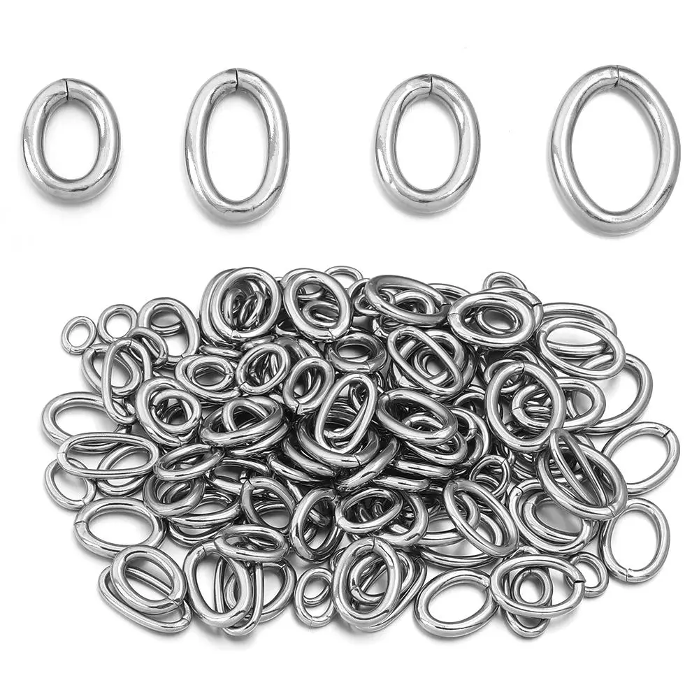 20pcs/lot Oval Stainless Steel Open Jump Rings Connectors Split Rings For DIY Bracelets Jewelry Making Materials Accessories