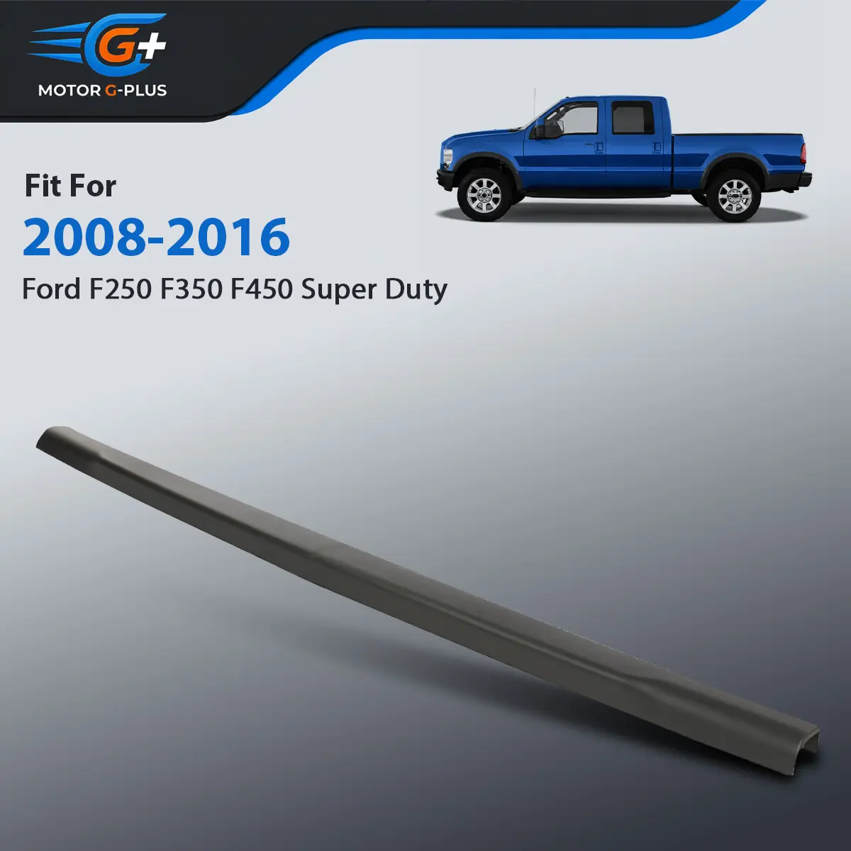 MOTOR GPLUS High-Quality Painted ABS Plastic Tailgate Cap Molding Protector Cover, Chrome Trim Vehicle Body Kit Accessory for 2008-2016 Ford F250/F350 Super Duty Pickup - Direct Fit, Protects Moldings
