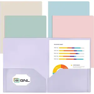 Plastic Folders with Pockets, Pack of 5, Muted Pastel Colors, Heavy Duty 2 Pocket File Folders Letter Size, Pocket Folders for School, Home and Office