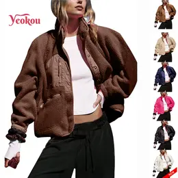 Yeokou Women's Turtleneck Fleece Jacket - Long Sleeve, High Neck, Lightweight, Snap Button Coat for Nurses, Back to School Clothes, Comfy College Wear, Trending Tops, Basic Tops