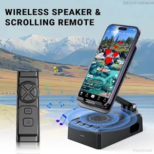Wireless Speaker Cellphone Stand with Remote Control for Tiktok Scrolling, Rechargeable Portable Mobile Tablet Stand, Gifts for Family Friends Smartphone Mount(UPGRADED)Everlanelnspired17PulseTrail5AAPuraVidaHome40