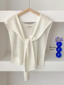 Women's Solid Color Open Front Cape Cloak Sleeve Knit Shawl, Casual Versatile Scarf for All Seasons, Fashion Knitwear Accessories for Women & Girls, Tops