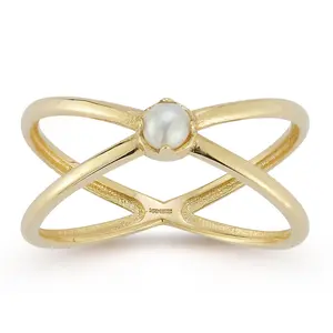 Luminosa Gold Cultured Pearl Criss Cross Ring,14K