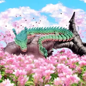 3D Printed Articulated Rainbow Shanghai Dragon 18"