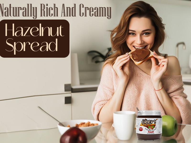 Filberts Premium Hazelnut Cream Chocolate Spread - Nutty Flavor, Healthier Option, Gluten-Free, Non-GMO, Halal & Kosher Certified, 400g Jar - Dip Creamy  Milk Natural