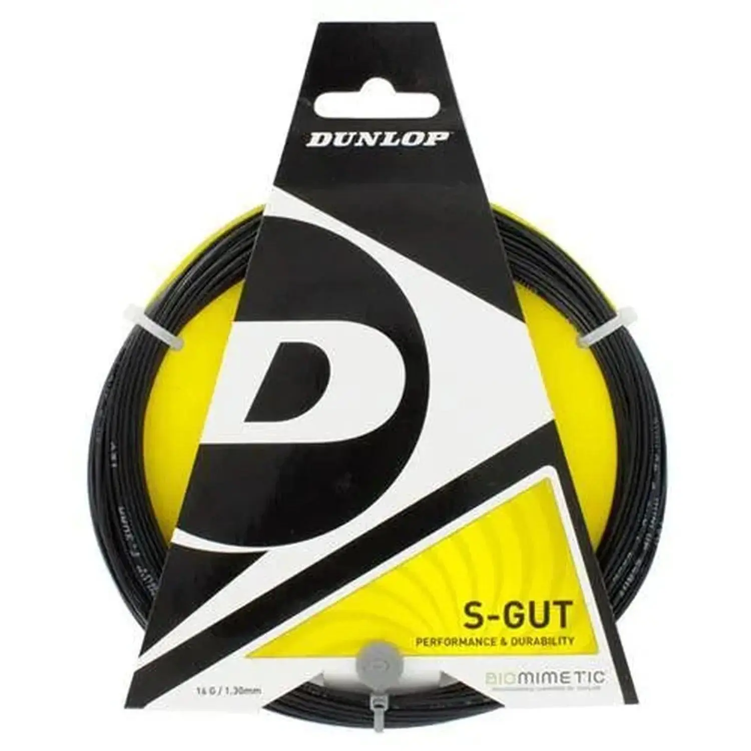 S-Gut 16G Black Hybrid Tennis String - Synthetic Gut with Comfortable Outerwrap, Solid Core, Tension Maintenance for Competitive Players Seeking Reliable Performance