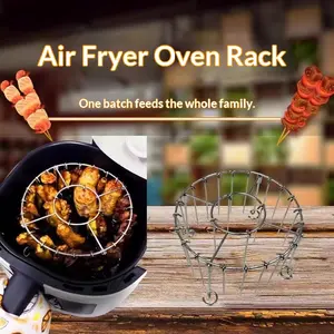Air Fryer Skewer Rack – 304 Stainless Steel Hanging Kebab Rack, Large Capacity for Family-Sized Grilling