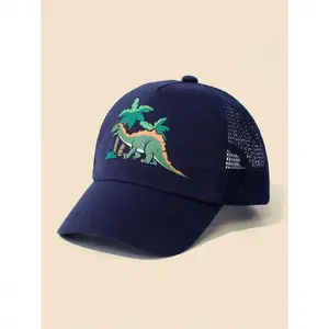 Toddler Baseball Cap Baby Hat Sun Hat Navy Blue Polyester Dinosaur Pattern Unisex for 0-8 Years Old Kids Breathable Summer Hat