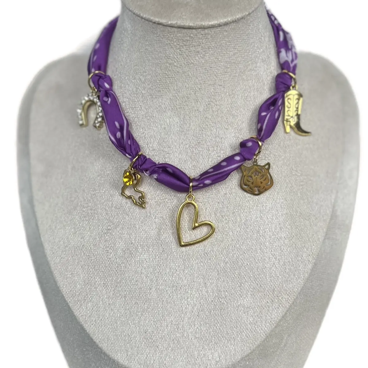 LSU Custom Bandana Charm Necklace