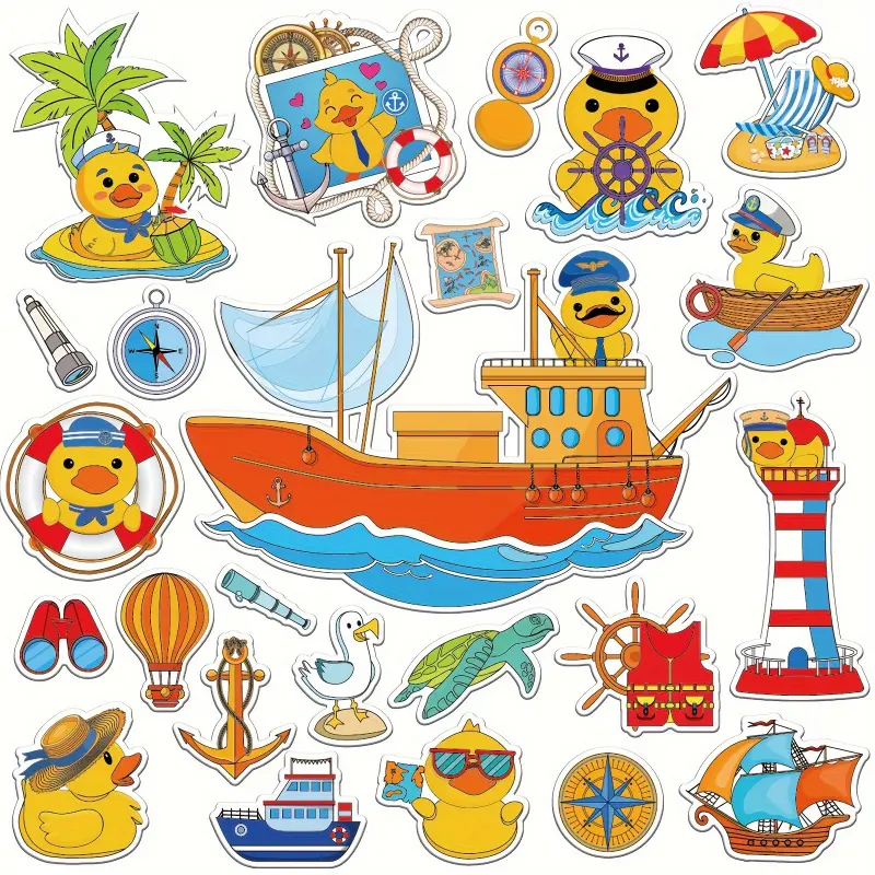 24pcs Duck Cruise Magnet Decorations - Refrigerator Decorating Magnet, Refrigerator Magnets Decorative, Colorful Rubber Cruise-Themed Magnets for Cabin Doors, Refrigerators & Party Favors