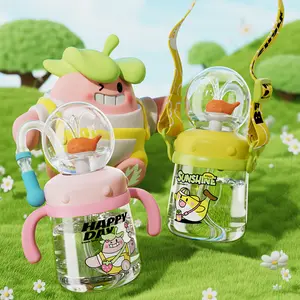 300ml Spill-Proof Rocket Ship & Whale Fountain Sippy Cup – BPA-Free, Soft Straw, Fun Spray Design, Dishwasher Safe, Perfect for Kids