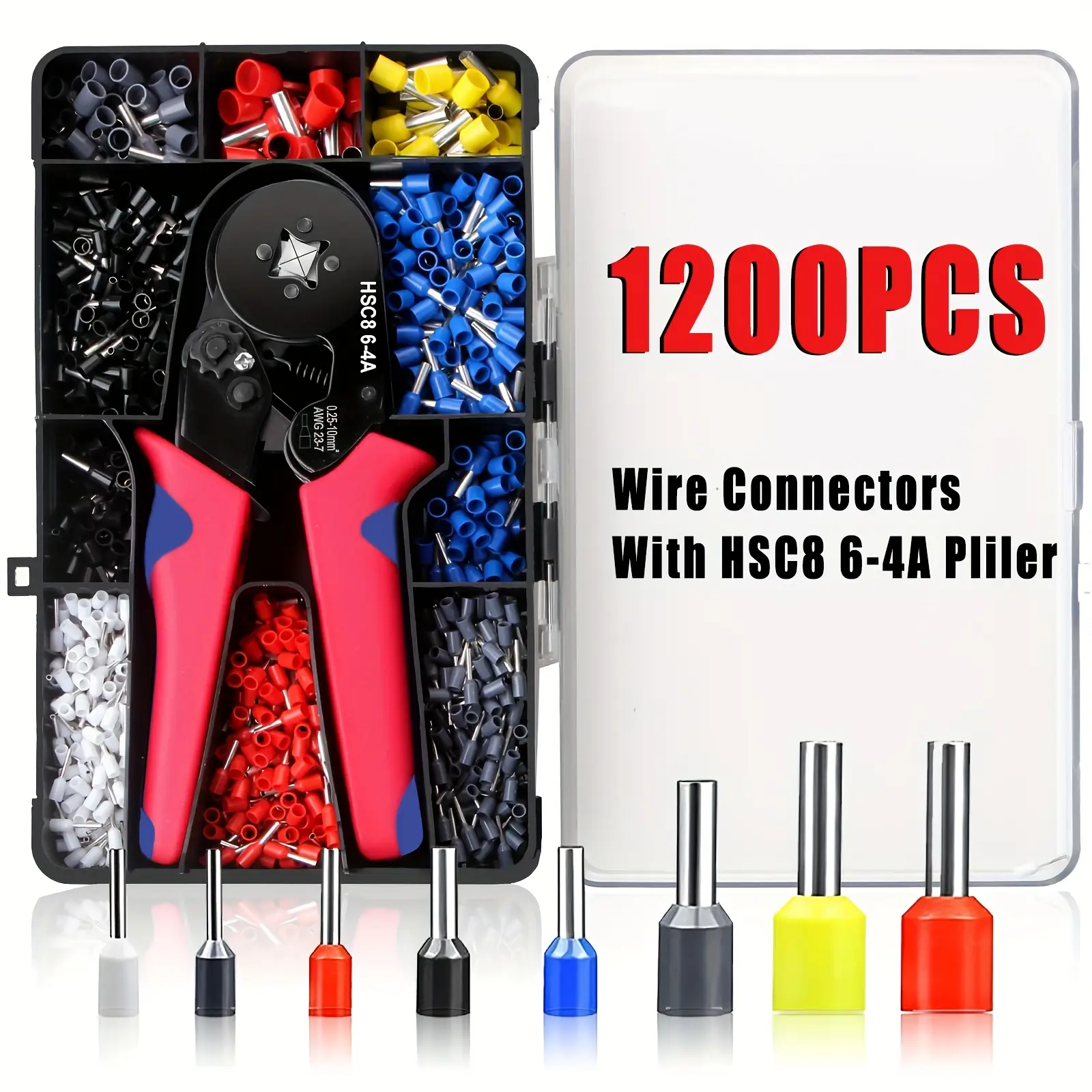 1200pcs Tube Terminal Connectors and Crimp Tool Set, Crimping Terminals, High-Quality Electrical Wire Terminals, Durable Insulation Tools for DIY Projects, Durable Reliable Connectors, Terminal Plug Kit