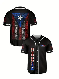 Classic Puerto Rico Baseball Shirt Unisex, Casual Loose Fit Tee, Soft Sport Top, Graphic Jersey Top for Adult Dancing Party, All Seasons Wear