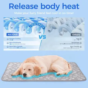 Rywell Cooling Mat for Dogs 44" x 32" Extra Large – Arc-Chill Color-Changing Cooling Fiber, Washable, Non-Toxic, Non-Slip & Foldable Summer Pet Bed (Grey Edition)