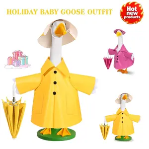 Yellow Raincoat Porch Goose Outfit - Fits 23" Lawn Geese Statues | Spring Summer Yard Garden Patio Outdoor Decor