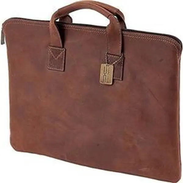 Claire Chase Men's Rustic Leather Briefcase - Folio Shape, Chic Design, Top Single Handle Strap, Zip Closure, Model 600004991443, no