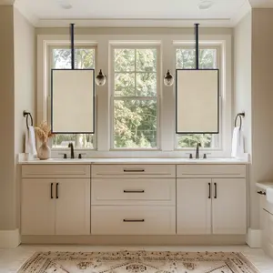 TEHOME Ceiling Mount Rectangle Metal Wall Mirror for Bathroom, 20x30 Inch, Black Finish, Perfect for a Window Vanity