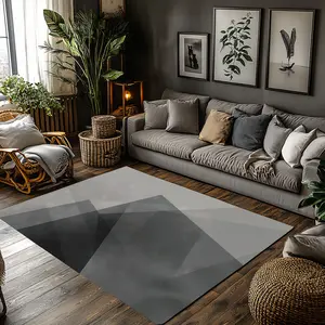 Grey Gradient Geometric Abstract Crystal Velvet Area Rug Non‑Slip Minimalist Modern Living Room Rug#GreyGradientGeometricRug #AbstractMinimalistRug #ModernHomeDecor #NeutralToneCarpet #CrystalVelvetRug