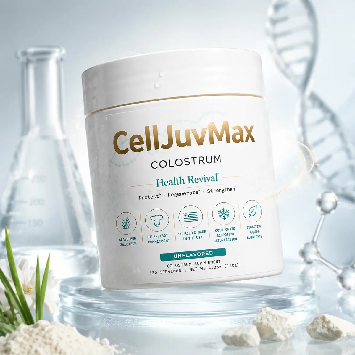 Colostrum Powder Unflavored Supports Gut Health Digestive Comfort Skin Hair Wellness Immune Support Keto Friendly Gluten Free Fat Free 120 Servings