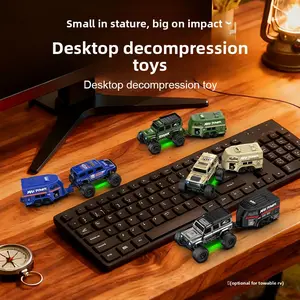 1:64 Alloy Remote Control Off-Road Car with Trailer, Mini Rock Crawler Big-Wheel Climbing Truck, Desktop RC Vehicle with Lights, USB Rechargeable Toy Gift for Kids & Off-Road Toy Enthusiasts