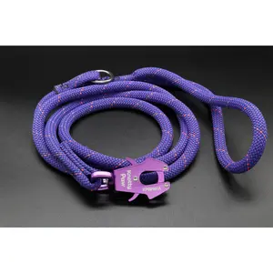 Purple/Red - Purple Husky - Upcycled Climbing Rope Dog Leash