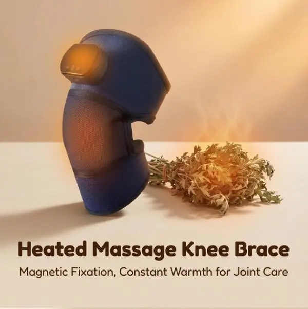 Adjustable Magnetic Cordless Heated Knee Massager - Wireless Electric Brace Wrap with Vibration, Graphene Heat for Relaxation, Gift for Parents-001