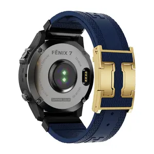 CRAZYGRASS 22mm 26mm Quick Fit Saiwen Textured Silicone Watch Band Orange Non-Slip Waterproof Sport Watch Strap Bands Suitable For Garmin Fenix 7 6 5 Epix Smartwatch [WATCH NOT INCLUDED] Wearable Electronic Gadgets