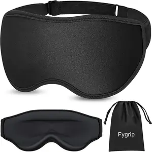 3D Eye Mask Sleep Mask for Men & Women, 100% Pressure-Free & Light Block-Out Eye Mask for Sleep with Easy Adjustable Strap, Night Eye Cover for Travel, Black