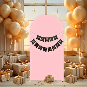 1 piece, 31.5*72inch pink wedding arch backdrop cover, Wedding arched backdrop, double-sided arch backdrop with elastic spandex fabric, suitable for dome arch frames, weddings, birthday parties, ceremonies, banquets, and shower decorations