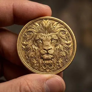Lion Coin Ornate Vintage Decorative Keepsake Custom Engraving Gift for Collector Birthday Gift