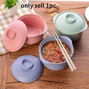Instant Noodle Bowls with Lids Soup Hot Rice Bowls Japanese Style Students Food Container Healthy Tableware Bowl Tableware Instant Noodles Bowl