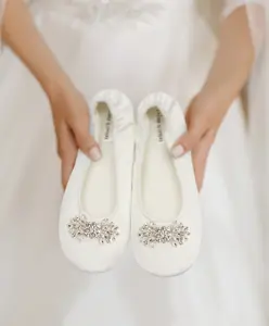 Luxury satin bridal slippers for brides comfortable wedding shoes for brides - Elegant bridal shoes - Flats for brides - bridal shower gift Footwear Women