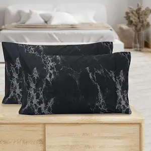 Mocassi 2-Piece Marble Pattern Pillowcase Set, 1800 Thread Count Hotel Premier Microfiber