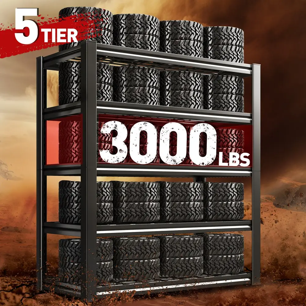 Raybee Heavy Duty Garage Shelves 5&4 Tier All Metal Wire Shelving Unit Height Adjustable Versatile Utility Shelf Rack for Warehouse Pantry Storage Sto