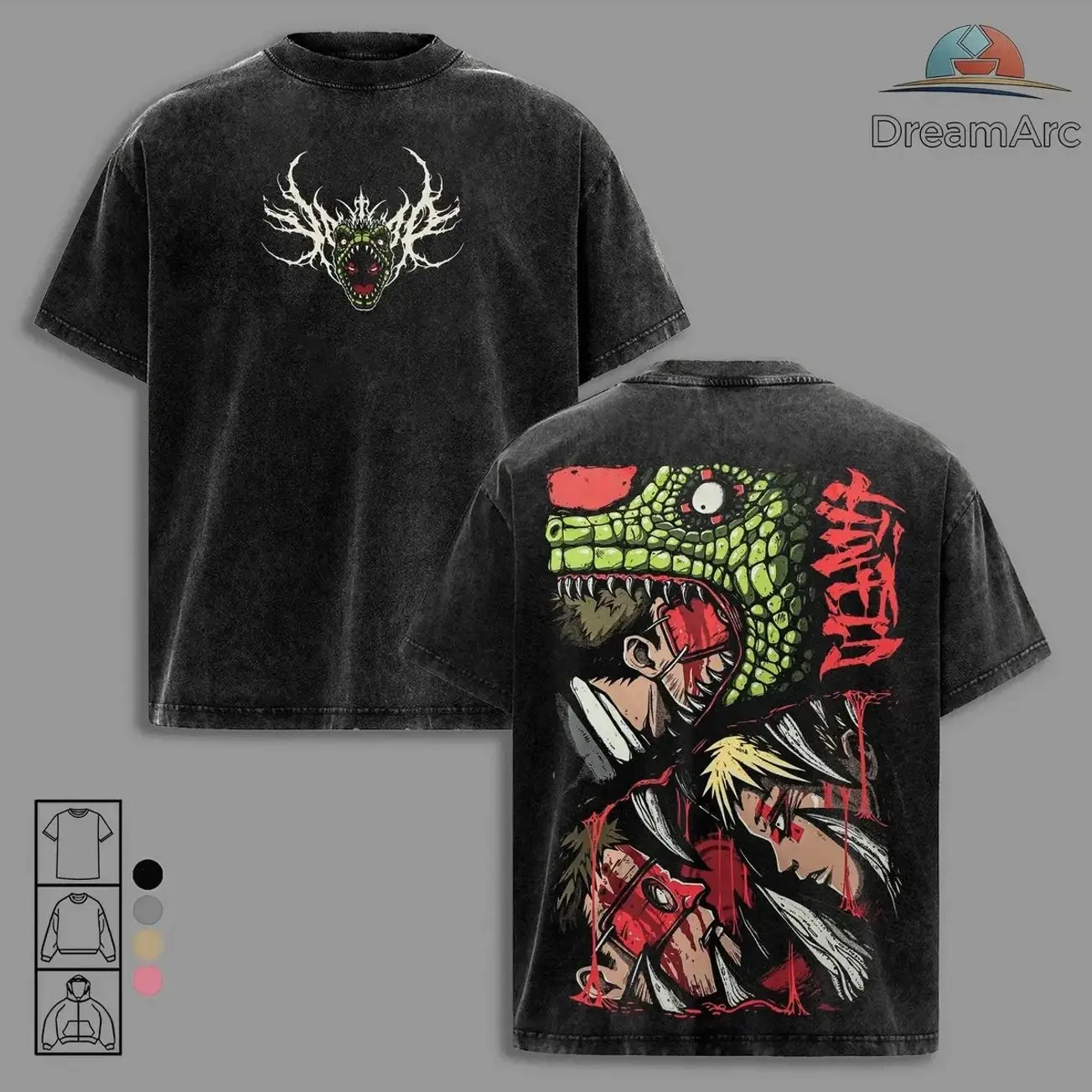 Dorohedoro Vintage Washed Oversized Anime T-Shirt, Sweatshirt, Hoodie – Nikaido Kaiman Manga Graphic Tee, Dark Fantasy Japanese Streetwear, Hole Sorcerer Aesthetic Unisex Vintage Graphic Shirt UD9