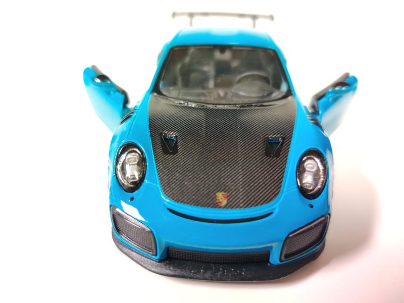 KINSMART 1:36 Scale 5" Porsche 911 GT2 RS Die Cast Model Car Blue with Openable Doors & Pull Back Action Officially Licensed Product