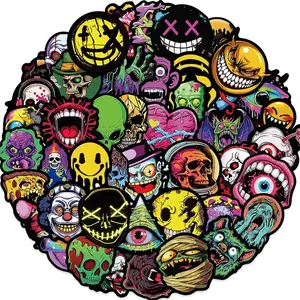 50 Ghostface Skeleton Stickers, Horror Graffiti Horror Stickers, Motorcycle Helmets Waterproof Vinyl, Scooters, Laptops, Handcarts, Teen Gifts