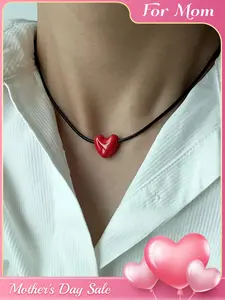 1 PC Red Heart Pendant Necklace - Love Heart Necklace - Unisex Style - Simple, Classic, Versatile, and Elegant Accessory - Perfect for Everyday Wear and Special Outings | Birthday Gift | Mother's Day Gift